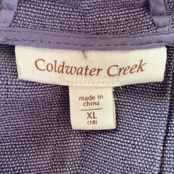 Coldwater Creek Purple 100% Linen Fill Zip Hooded Jacket Size XL Fall Casual - Picture 5 of 9